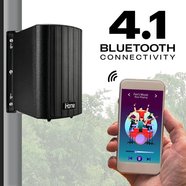 iHome IHSI-W525BT-PR-BLK Bluetooth, Indoor/Outdoor, All Weather, Weatherproof, Wall/Ceiling Mounted Surround Sound Speaker System